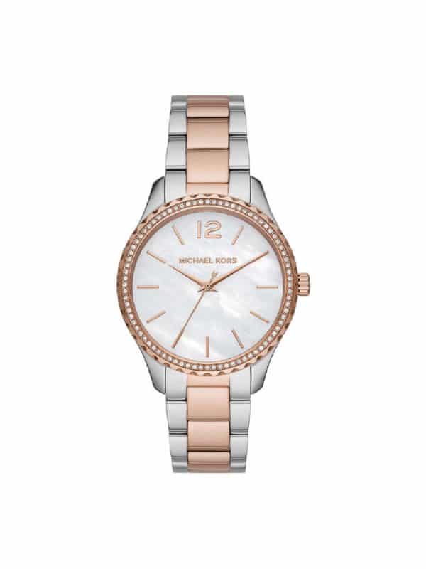 Michael Kors Layton MK6849 ασημί/ροζ χρυσό γυναικείο ρολόι