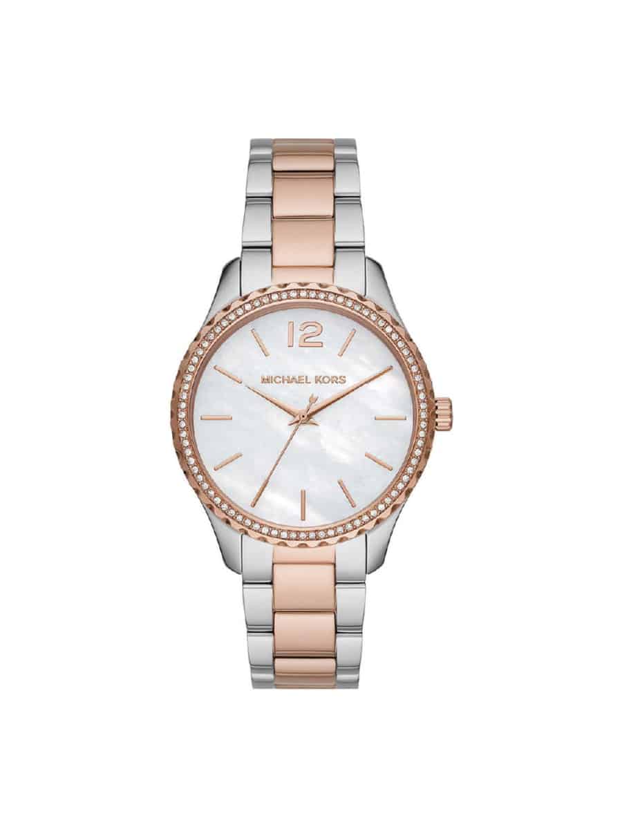 Michael Kors Layton MK6849 ασημί/ροζ χρυσό γυναικείο ρολόι