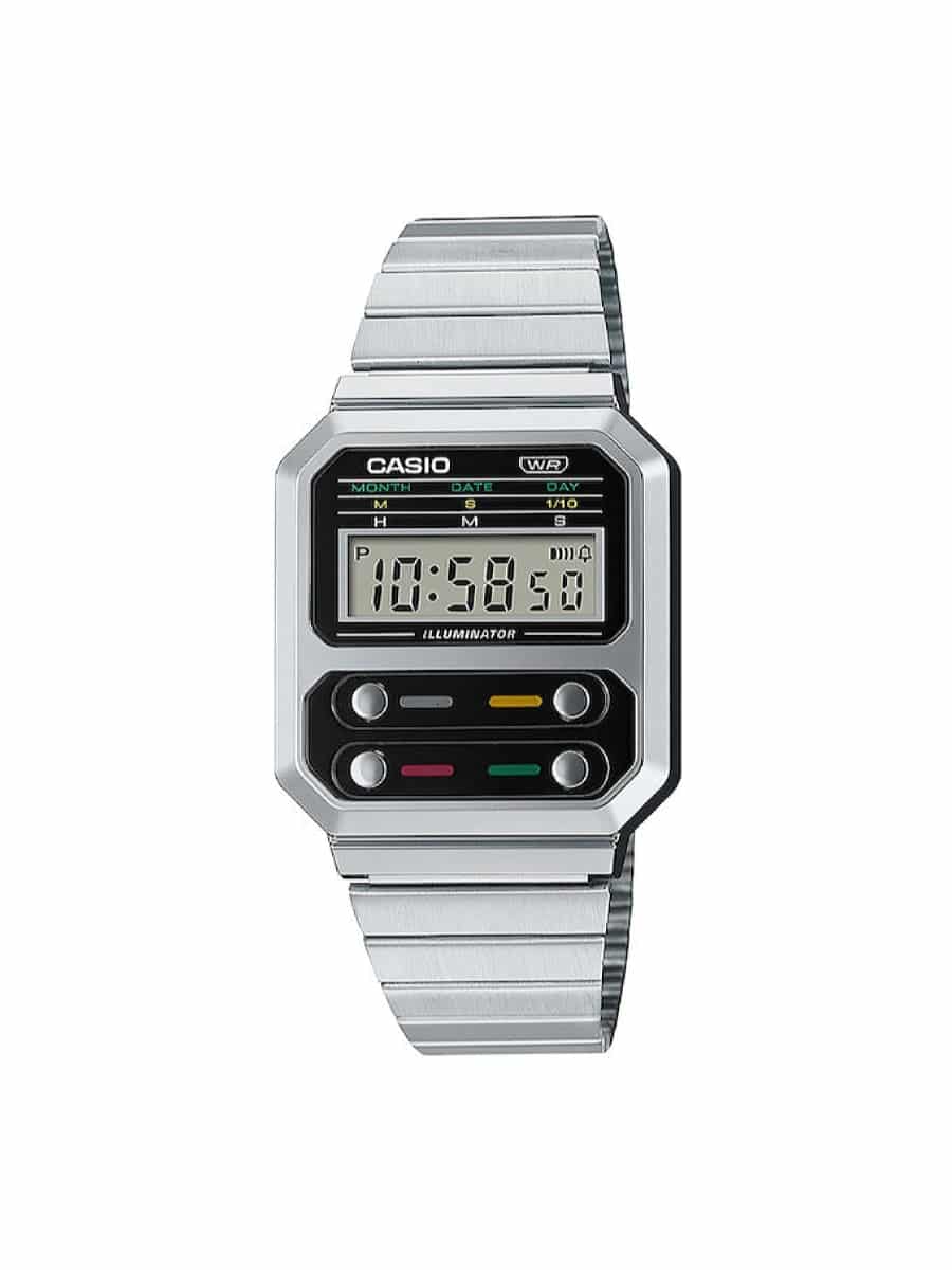 Casio vintage A-100WE-1AEF ψηφιακό ρολόι ασημί