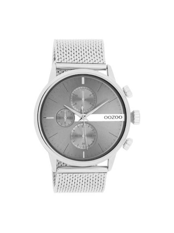 Oozoo Timepieces C11101 ρολόι χρονογράφος με ασημί μπρασελέ   