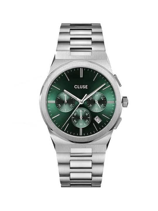 Cluse CW20803 ρολόι χρονογράφος με ασημί μπρασελέ