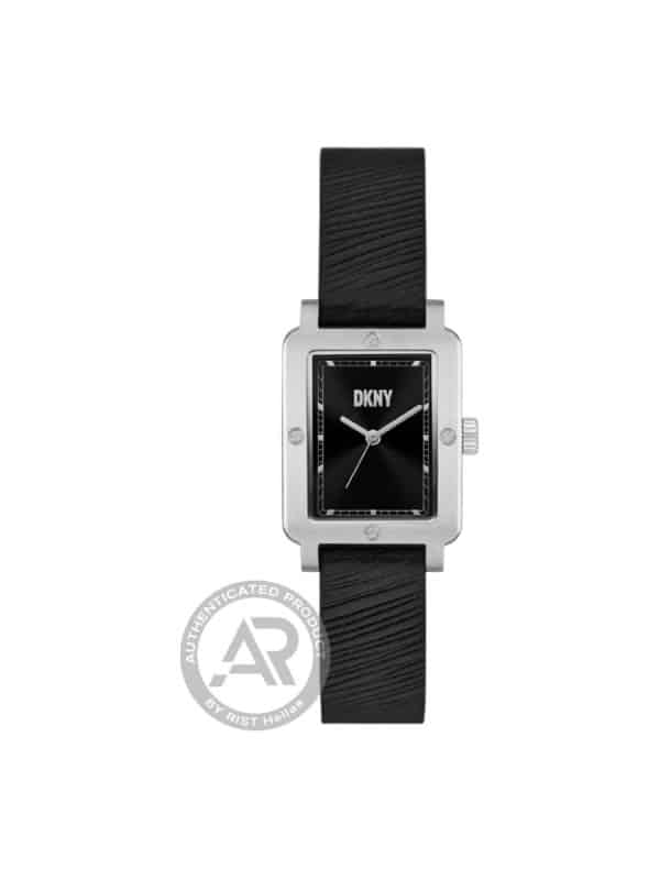 DKNY City Rivet NY6665 γυναικείο ρολόι με μαύρο δερμάτινο λουράκι