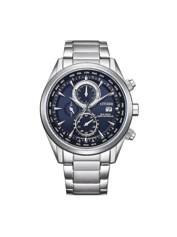Citizen Eco - Drive AT8260-85L ασημί ανδρικό ρολόι με μπλε καντράν