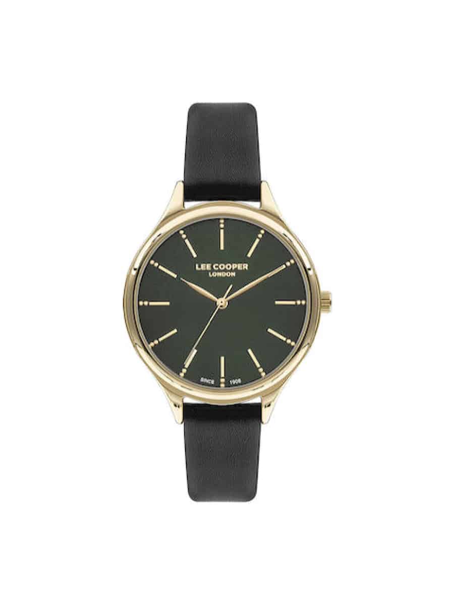 Lee Cooper LC07567.177 γυναικείο χρυσό με μαύρο δερμάτινο λουράκι Lee Cooper LC07567.177 γυναικείο χρυσό με μαύρο δερμάτινο λουράκι