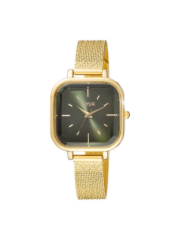 Ρολόι Loisir Downtown 11L05-00667 με χρυσό mesh band και πράσινο καντράν