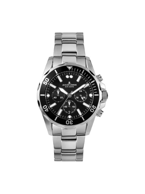 Jacques Lemans Liverpool 1-2091F με ασημί μπρασελέ και χρονογράφο