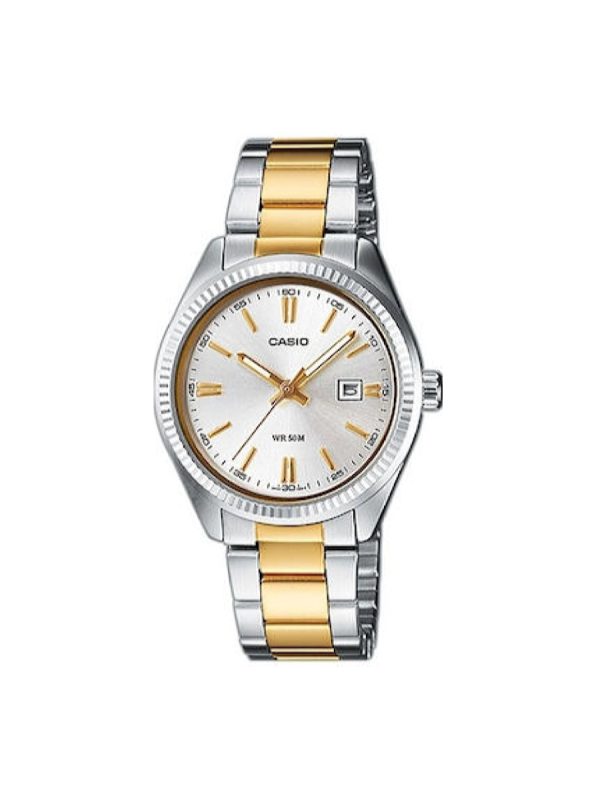 Γυναικείο ρολόι Casio LTP-1302PSG-7AVEG δίχρωμο ασημί/χρυσό