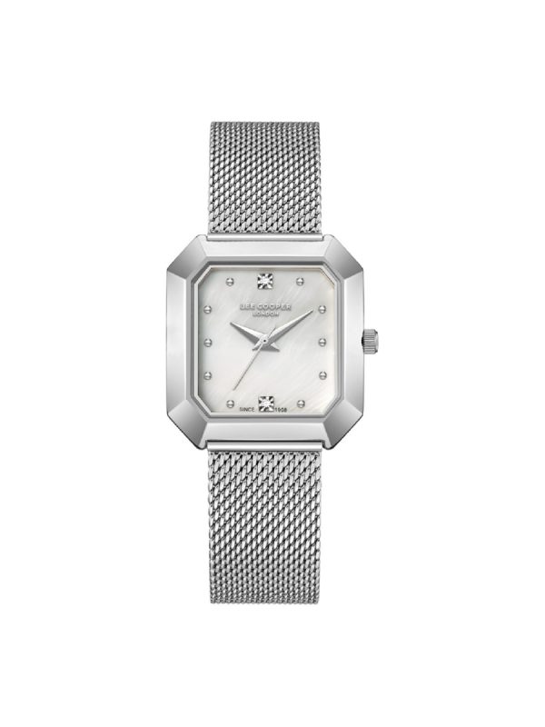 Lee Cooper LC08027.320 ασημί γυναικείο ρολόι με mesh μπρασελέ