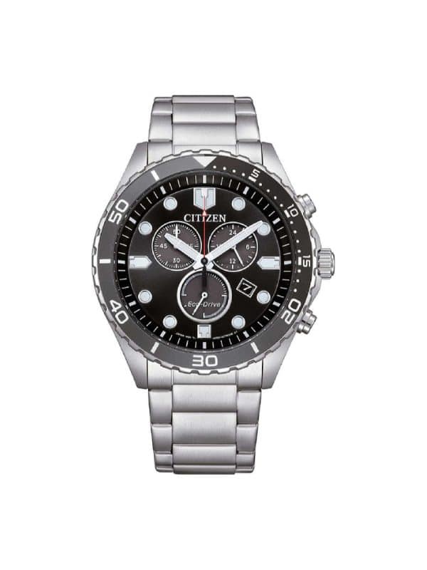 Citizen AT2568-82E Eco-Drive χρονογράφος ασημί μπρασελέ