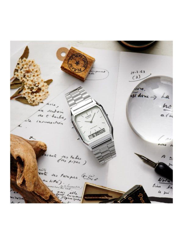 Casio Vintage AQ-230A-7AMQYES ασημί μπρασελέ