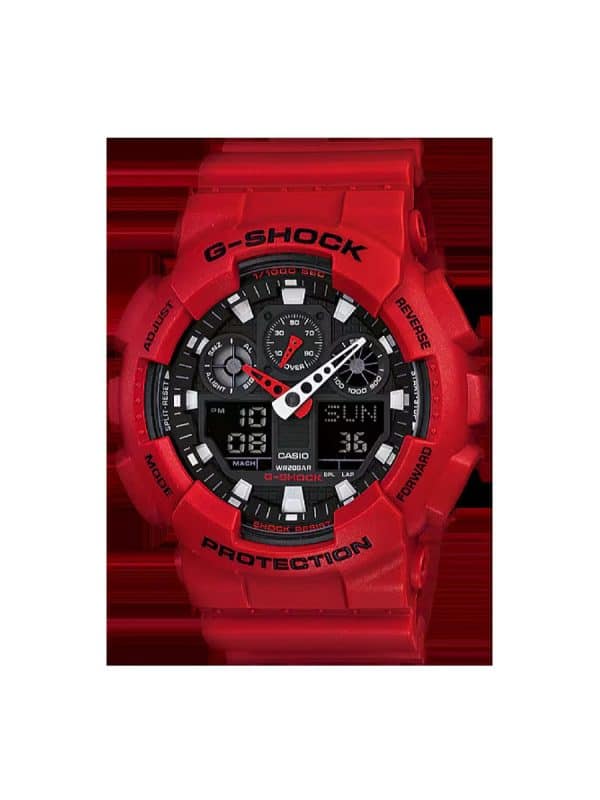 G-shock GA-100B-4AER με κόκκινο λουράκι από καουτσούκ