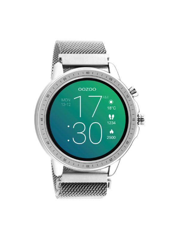 Oozoo Q00305 silver 45mm smartwatch with heart rate monitor