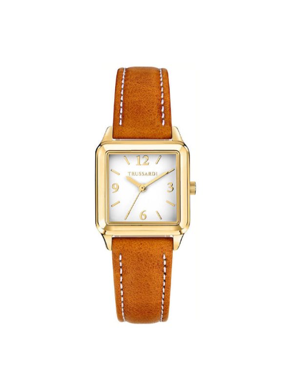 Trussardi T-Forma R2451173501 γυναικείο ρολόι με καφέ λουράκι