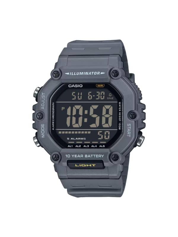Ψηφιακό ρολόι Casio AE-1600H-8BVEF με γκρι λουράκι από καουτσουκ