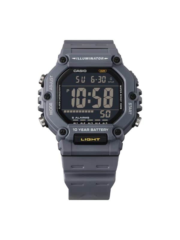 Ψηφιακό ρολόι Casio AE-1600H-8BVEF με γκρι λουράκι από καουτσουκ
