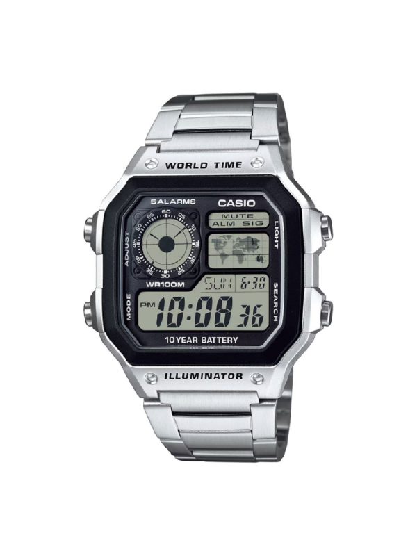 Casio Collection AE-1200WHD-1AVEF Watch, Silver Bracelet