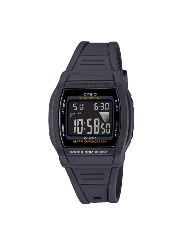 Casio W-201-1BVEG ψηφιακό ρολόι με λουράκι καουτσούκ