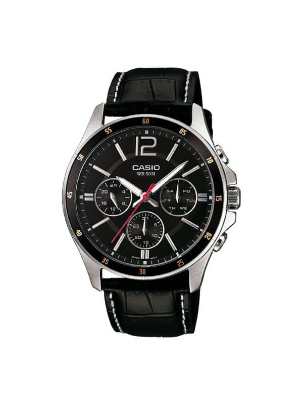 Casio Collection MTP-1374PL-1AVEF with a black leather strap