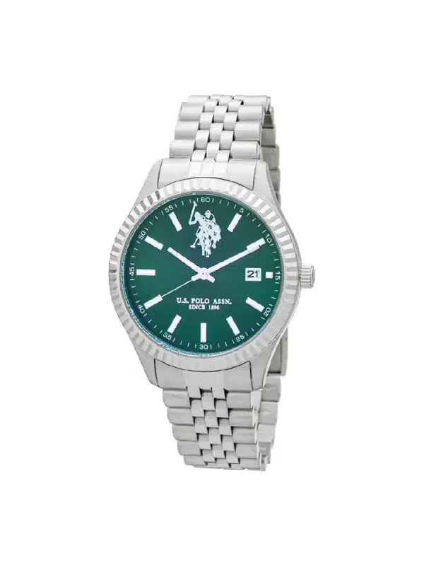 U.S. Polo Assn. USP4995GR Damian πράσινο καντράν ασημί μπρασελέ