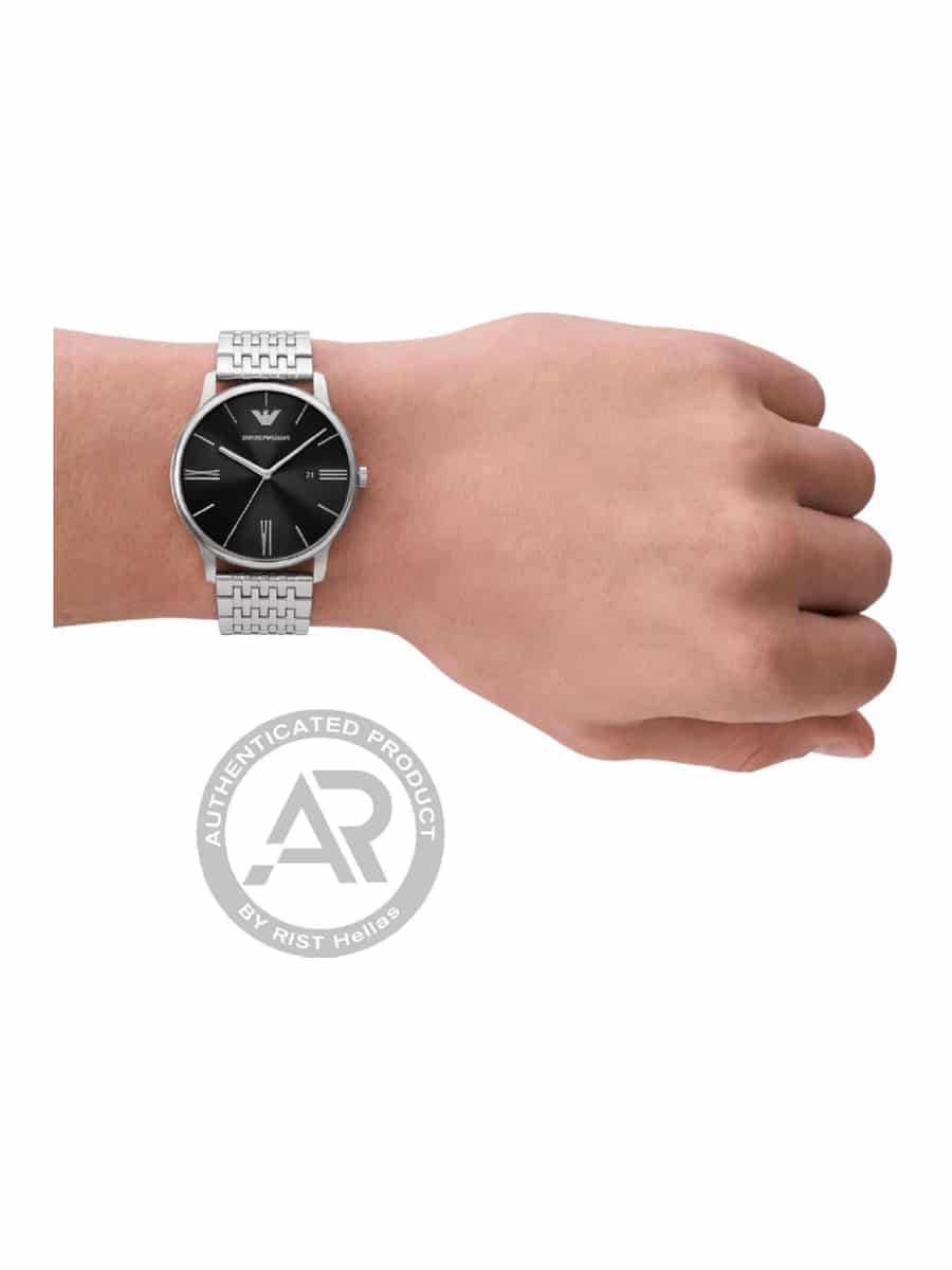 AR11600_3 Ανδρικό ρολόι Emporio Armani minimalist AR11600 ασημί μπρασελέ - Image 4